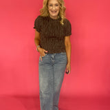 Plaid to Meet You Smocked Top in Brown
