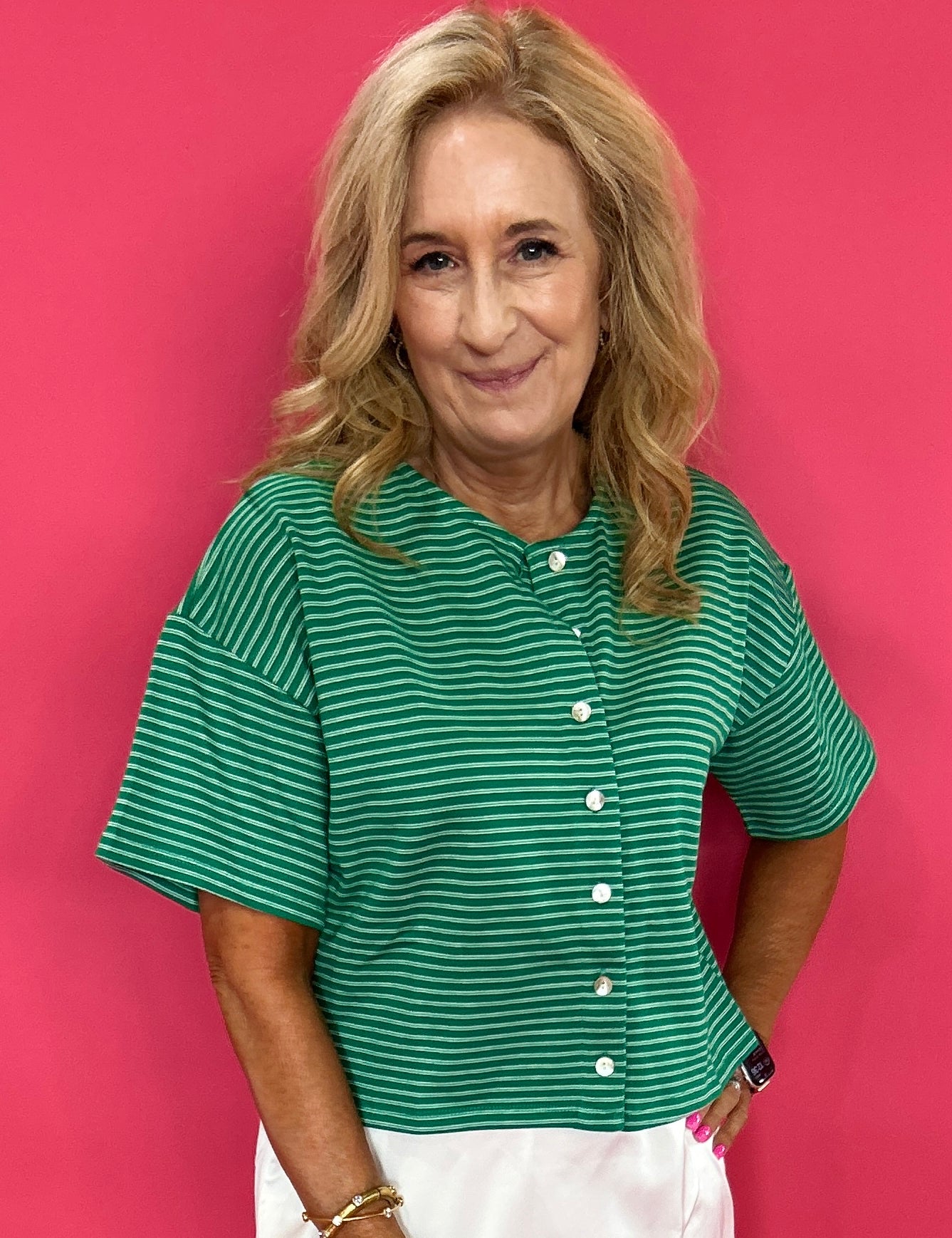Play It Cool Boxy Striped Knit Top in Green - Shabby 2 Chic Boutiques