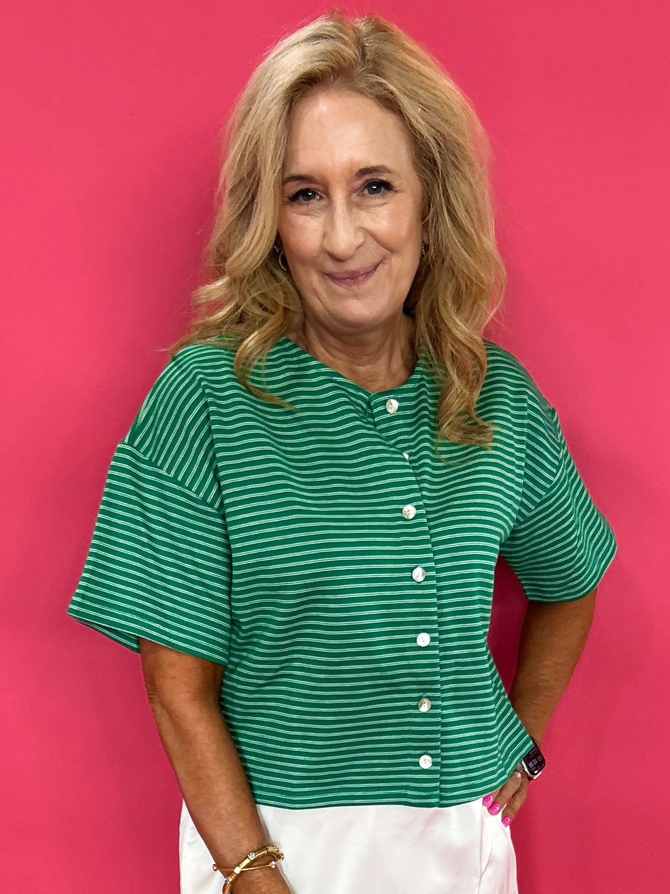Play It Cool Boxy Striped Knit Top in Green - Shabby 2 Chic Boutiques
