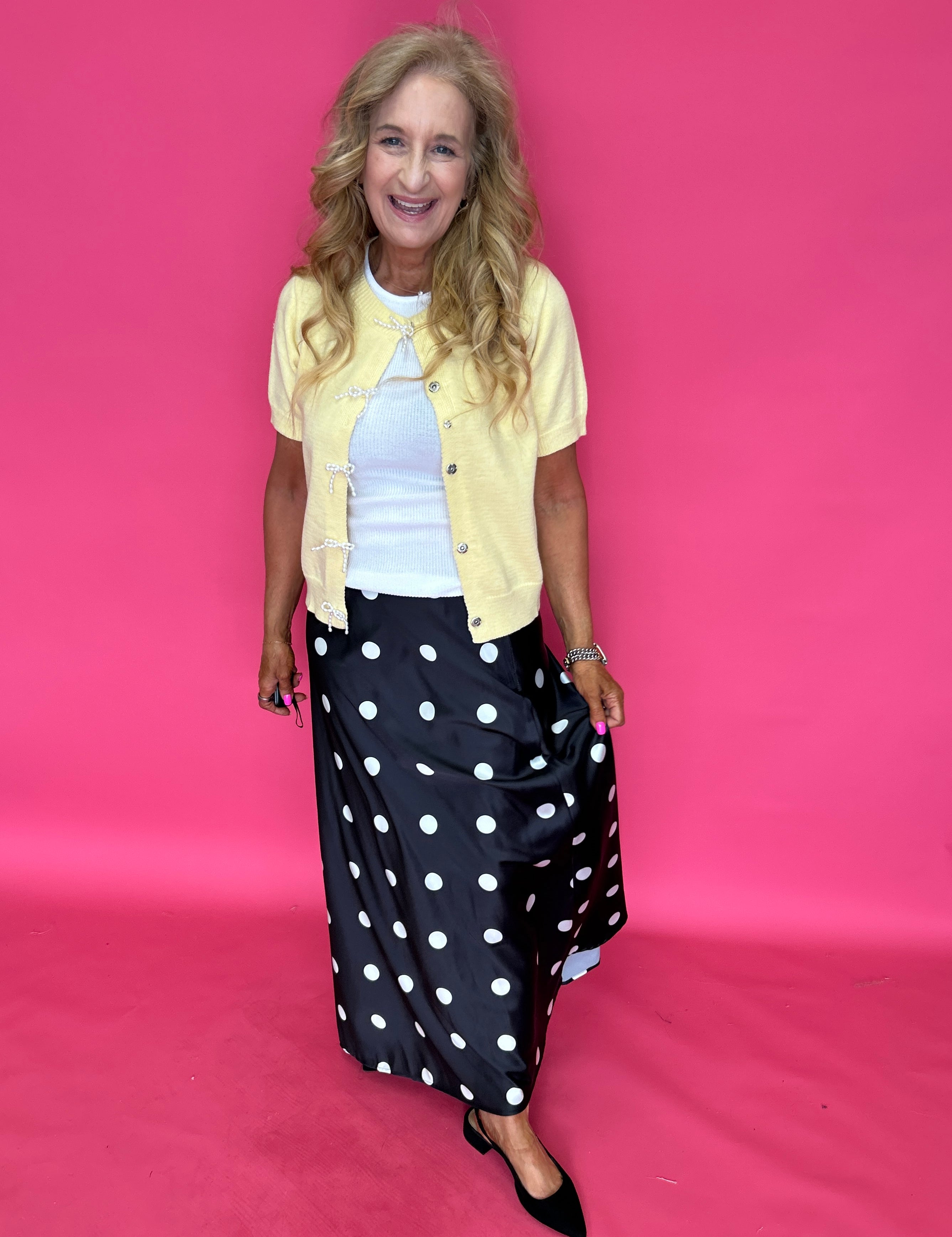 Playful Chic Satin Midi Skirt in Black - Shabby 2 Chic Boutiques