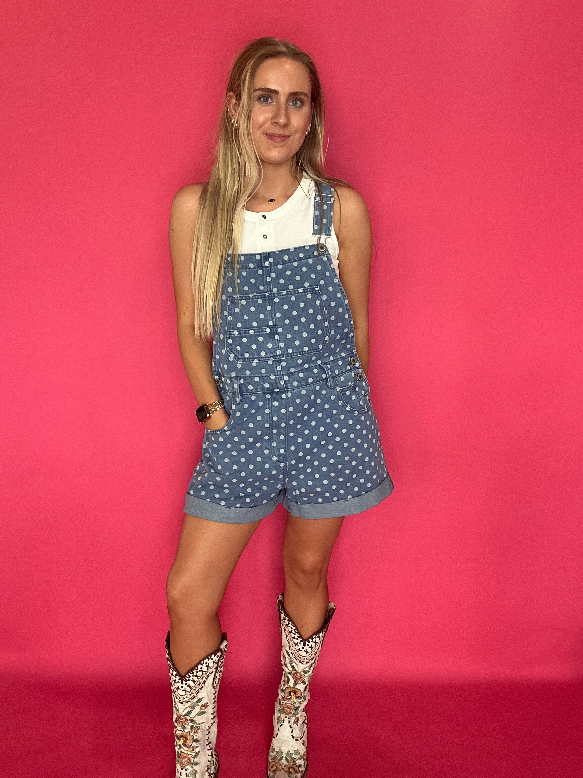 Playful Days Polka Dot Denim Overall - Shabby 2 Chic Boutiques