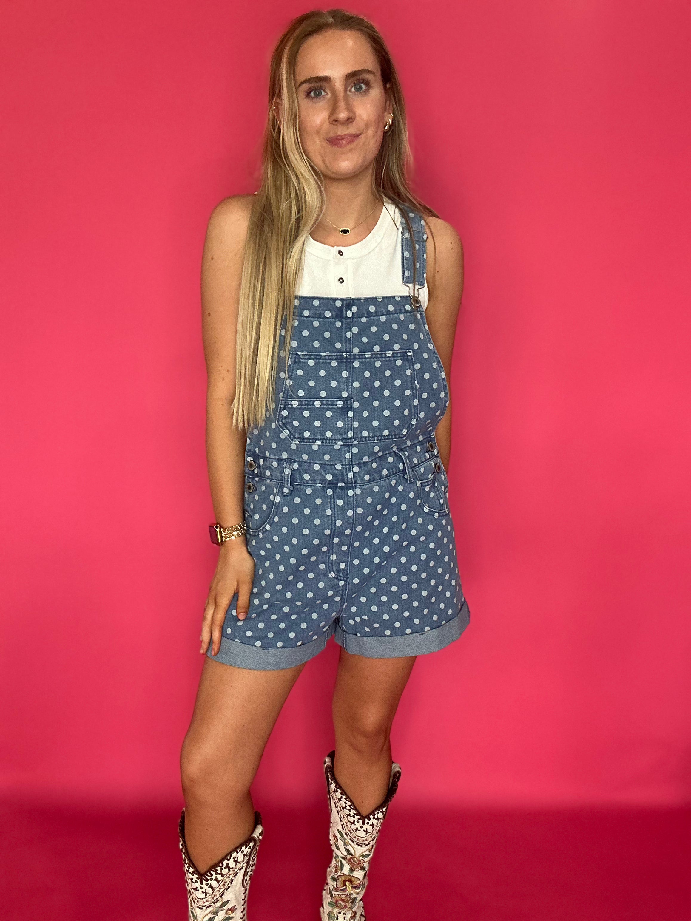 Playful Days Polka Dot Denim Overall - Shabby 2 Chic Boutiques