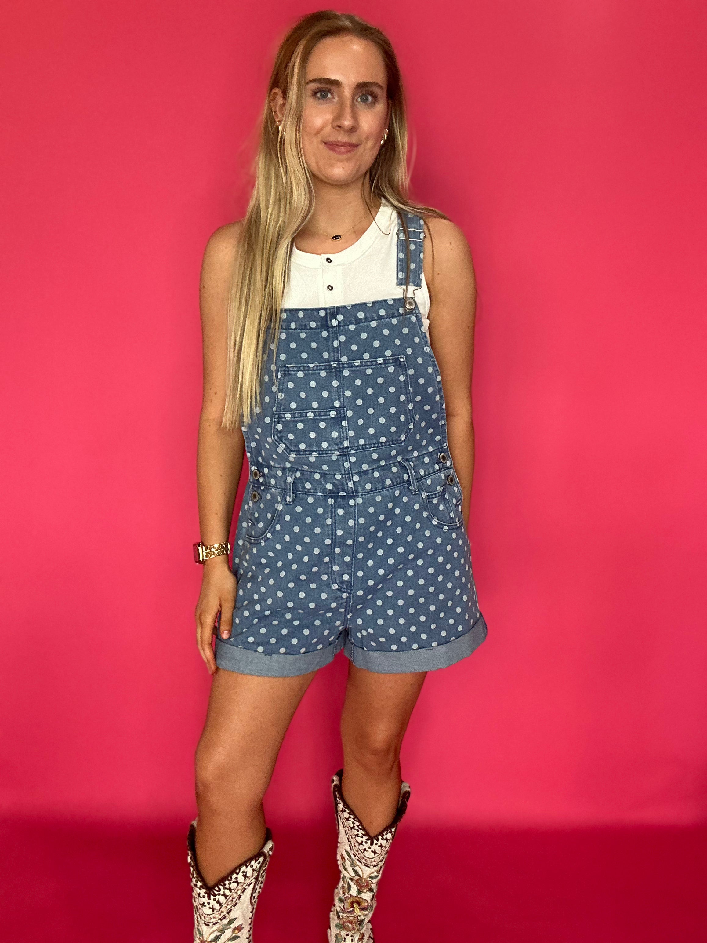 Playful Days Polka Dot Denim Overall - Shabby 2 Chic Boutiques