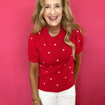 Playful Polka Puff Sweater in Red - Shabby 2 Chic Boutiques