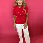 Playful Polka Puff Sweater in Red - Shabby 2 Chic Boutiques