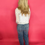 Playfully Polished Polka Dot Mesh Long Sleeve Top in White - Shabby 2 Chic Boutiques