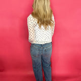 Playfully Polished Polka Dot Mesh Long Sleeve Top in White - Shabby 2 Chic Boutiques