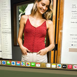 Pointelle Knit Scallop Detail Tank Top