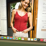 Pointelle Knit Scallop Detail Tank Top