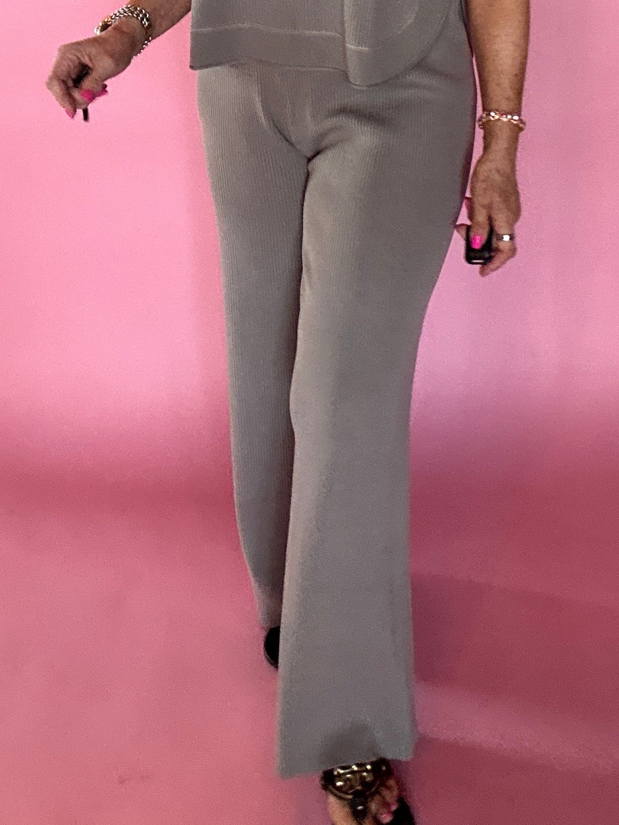 Polished Ease Knit Pants in Grey