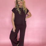Polished Ease Knit Trousers in Brown