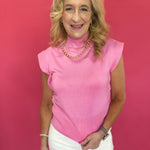 Polished Pop Mock Neck Sleeveless Knit Top in Pink - Shabby 2 Chic Boutiques