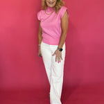 Polished Pop Mock Neck Sleeveless Knit Top in Pink - Shabby 2 Chic Boutiques