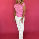 Polished Pop Mock Neck Sleeveless Knit Top in Pink - Shabby 2 Chic Boutiques