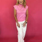 Polished Pop Mock Neck Sleeveless Knit Top in Pink - Shabby 2 Chic Boutiques
