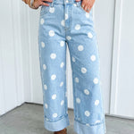 Polka Dot Barrel High Waist Jeans
