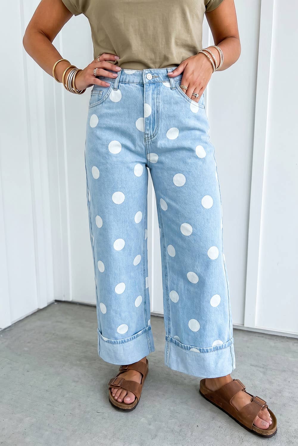 Polka Dot Barrel High Waist Jeans