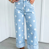 Polka Dot Barrel High Waist Jeans