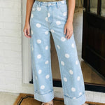 Polka Dot Barrel High Waist Jeans