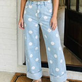 Polka Dot Barrel High Waist Jeans