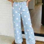 Polka Dot Barrel High Waist Jeans