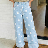 Polka Dot Barrel High Waist Jeans