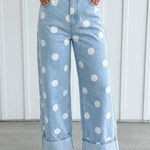 Polka Dot Barrel High Waist Jeans