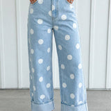 Polka Dot Barrel High Waist Jeans