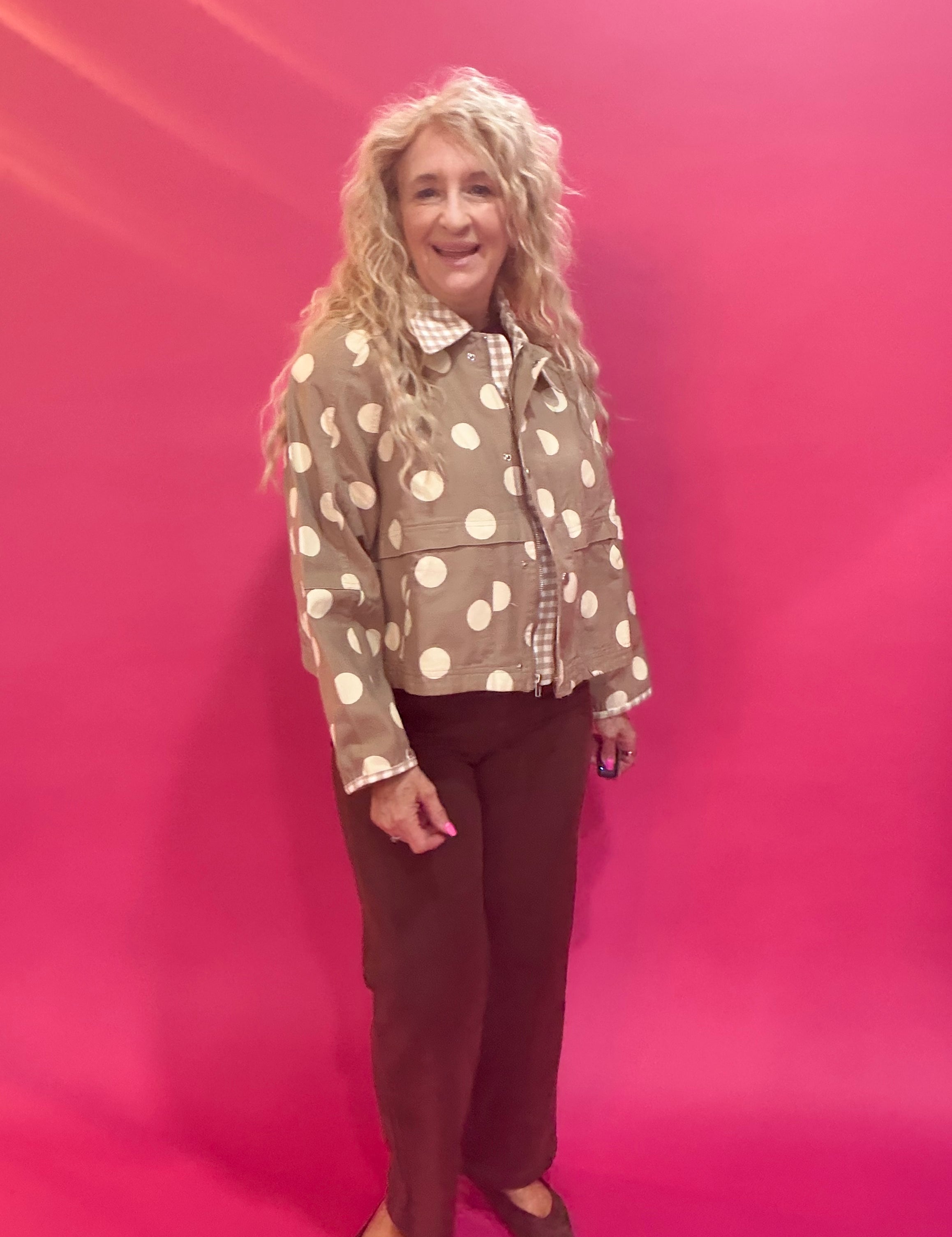 Polka Dot Canvas Fall Jacket