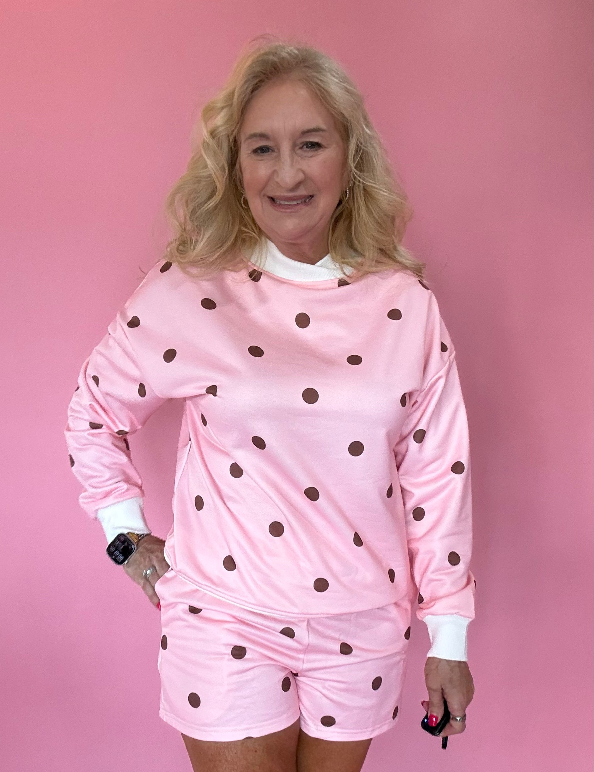 Polka Dot Cozy Matching Set in Pink