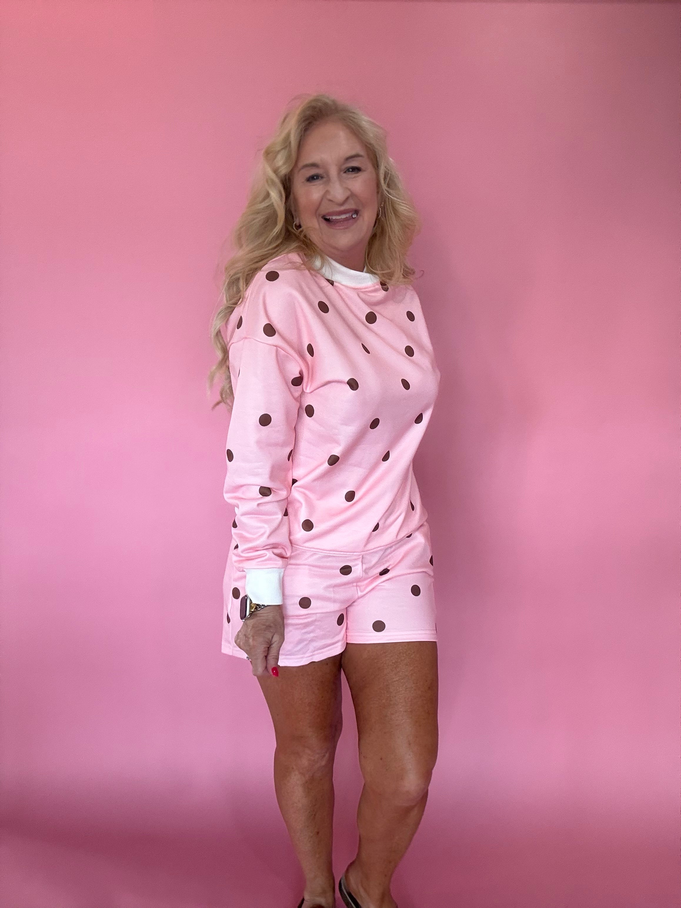 Polka Dot Cozy Matching Set in Pink