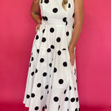 Polka Dot Halter Cotton Maxi Dress Smocked Back