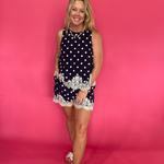 Polka Dot Lace Hem Sleeveless Top