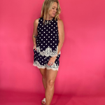 Polka Dot Lace Hem Sleeveless Top