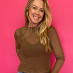 Polka Dot Mesh Long Sleeve Top