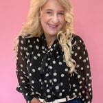 Polka Dot Scarf-Tie Neck Blouse