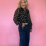 Polka Dot Scarf-Tie Neck Blouse