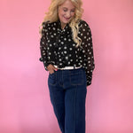 Polka Dot Scarf-Tie Neck Blouse