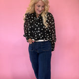 Polka Dot Scarf-Tie Neck Blouse