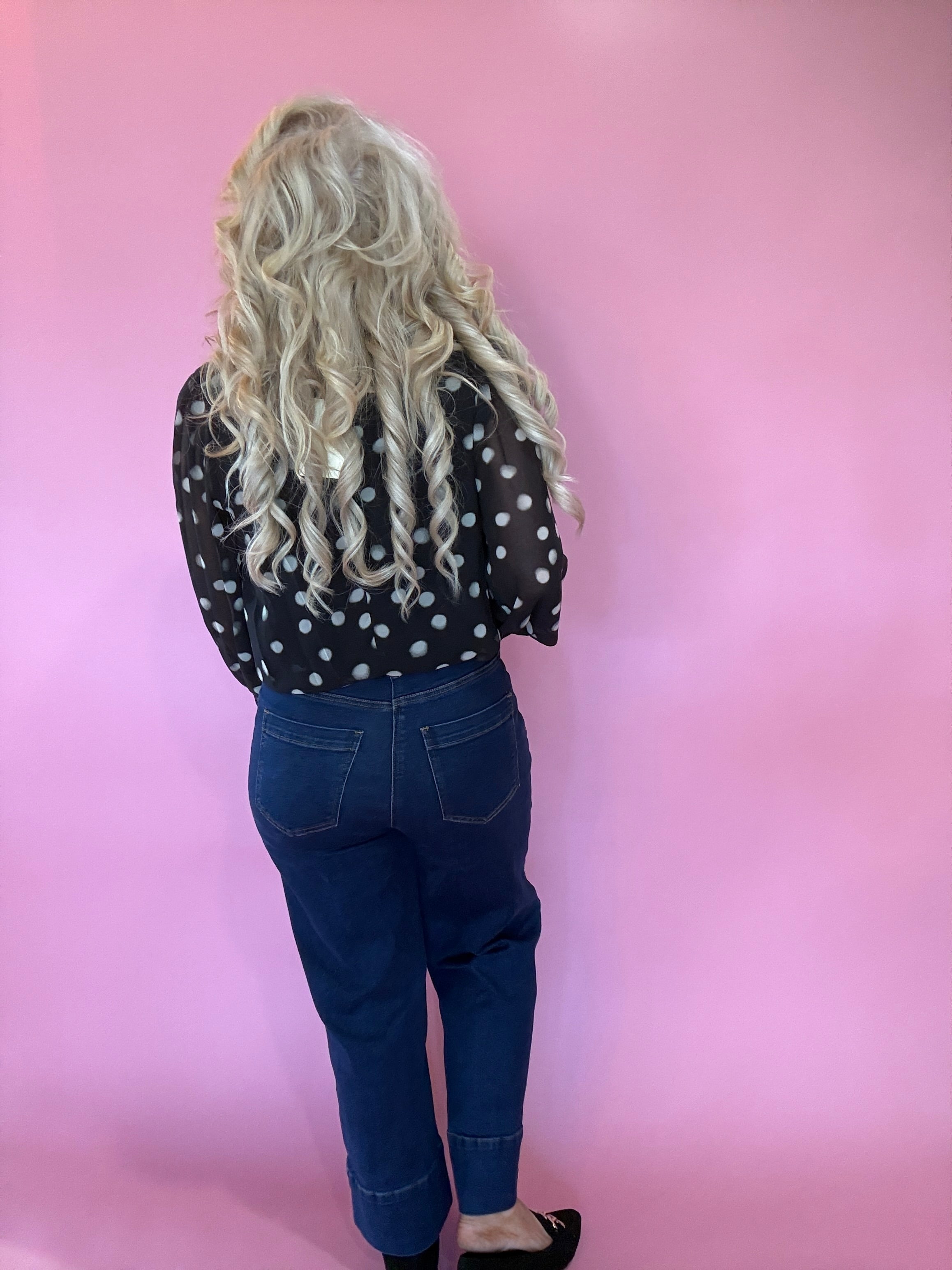 Polka Dot Scarf-Tie Neck Blouse