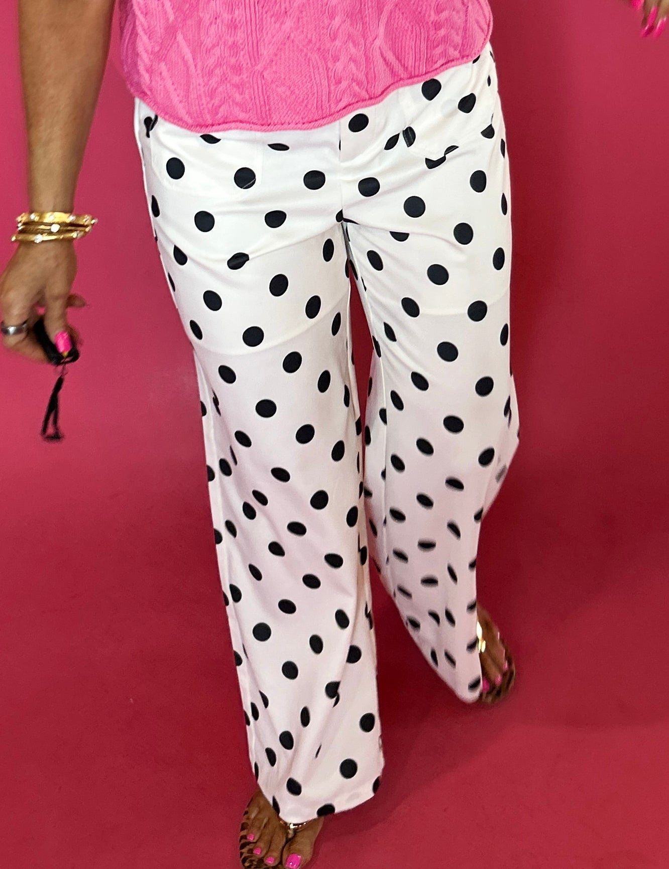 Polka Dot Wide Leg Statement Pants - Shabby 2 Chic Boutiques