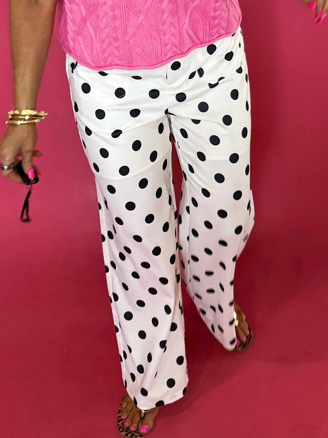 Polka Dot Wide Leg Statement Pants - Shabby 2 Chic Boutiques