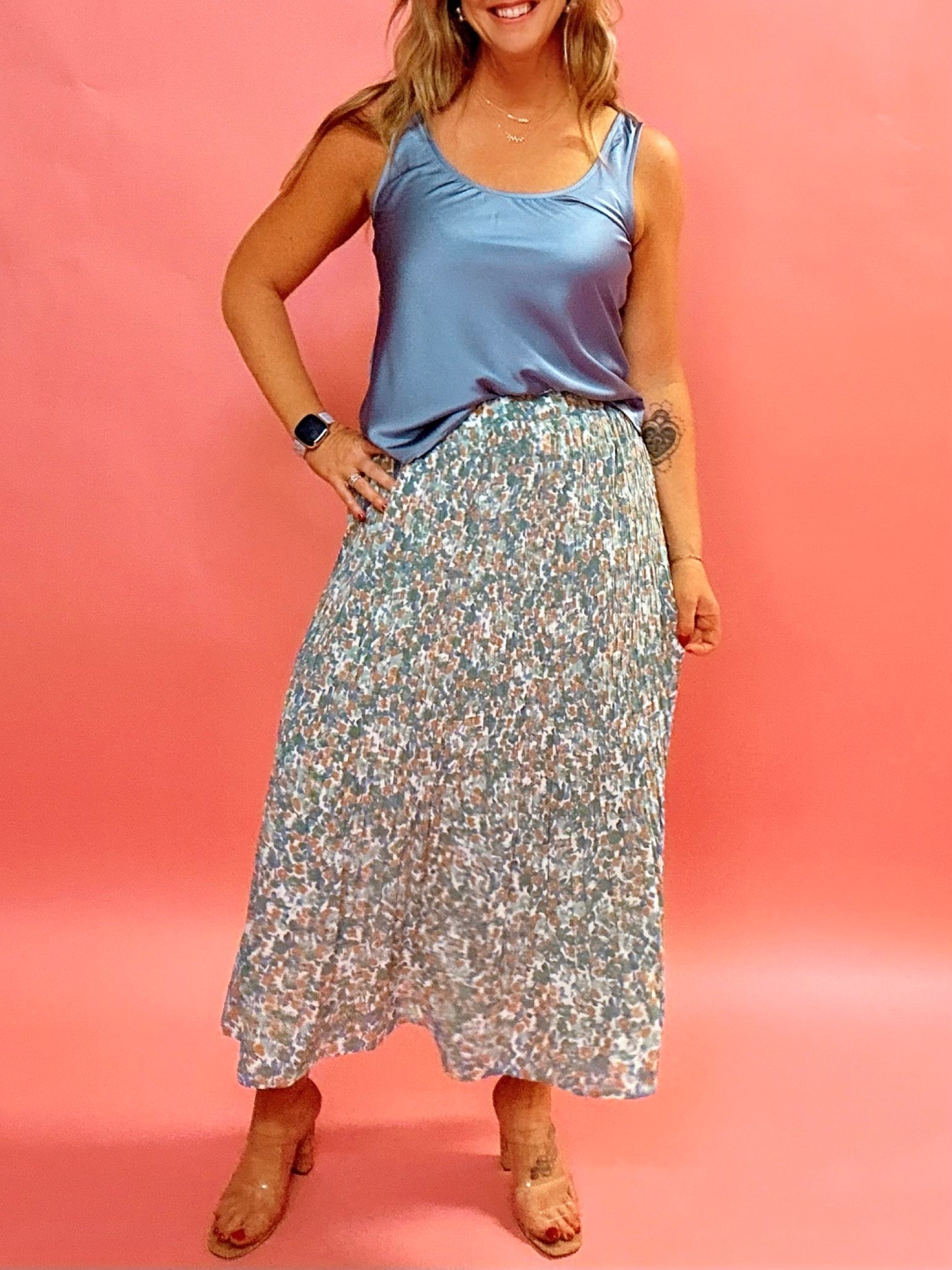Posie High Rise Maxi Skirt in Sage Green