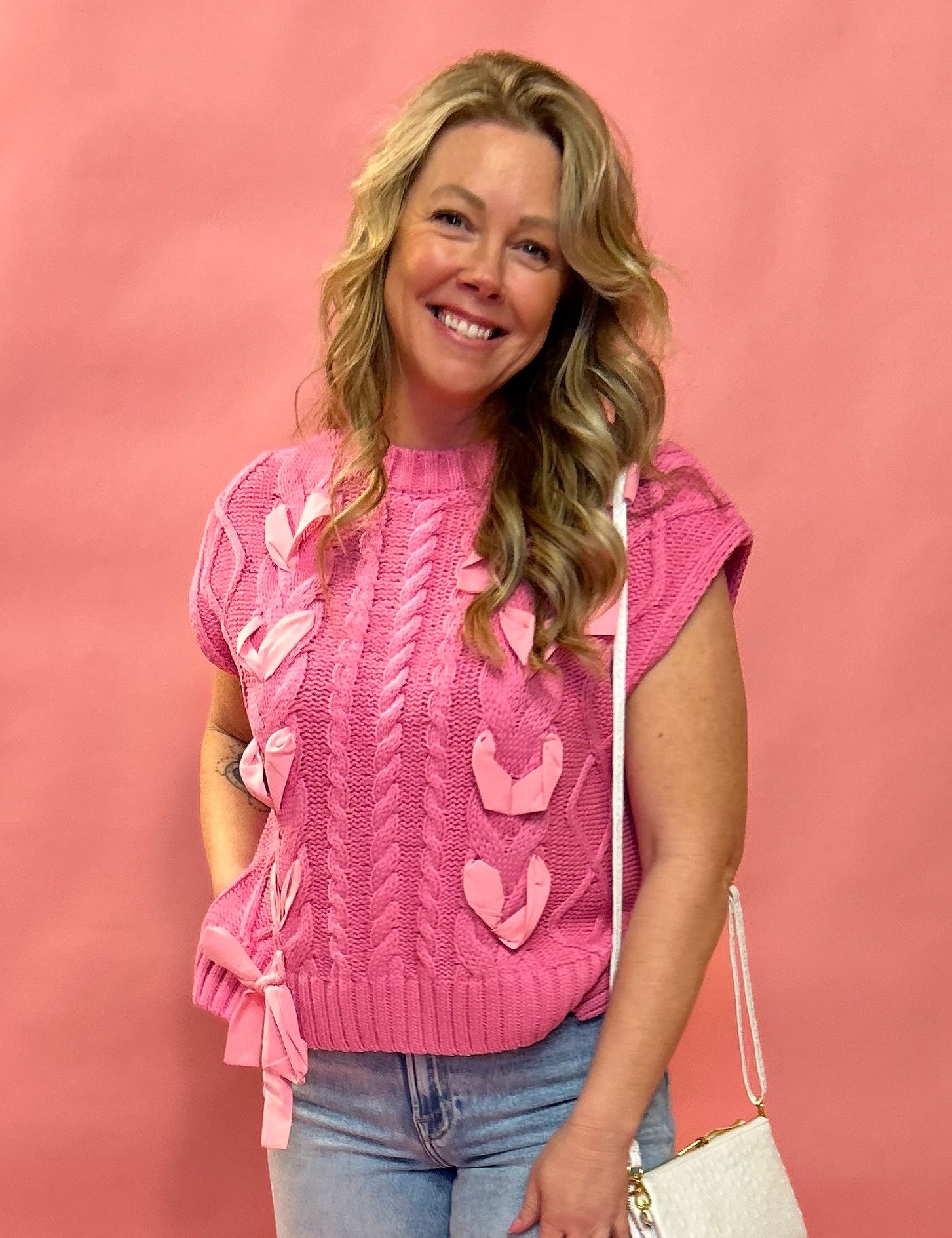 Pretty in Bows: Pink Sleeveless Sweater