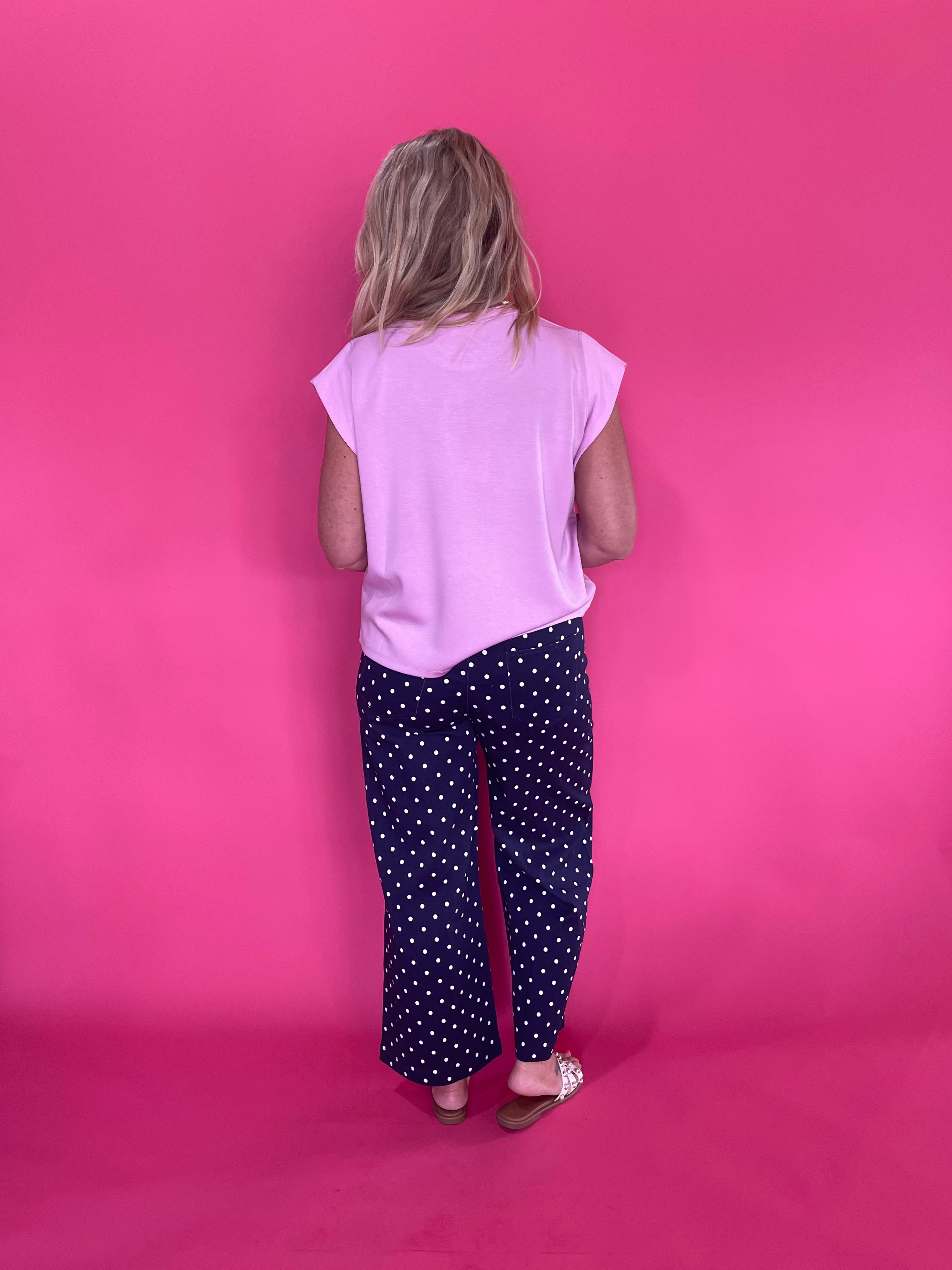 Pretty in Dots Wide Leg Jeans in Navy