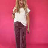 Pretty in Dots Wide-Leg Polka Dot Pants in Burgundy
