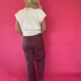 Pretty in Dots Wide-Leg Polka Dot Pants in Burgundy