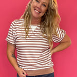 Puff, Puff, Pass the Compliments Striped Top in Rust