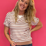 Puff, Puff, Pass the Compliments Striped Top in Rust