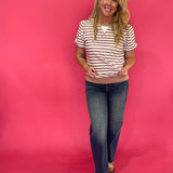 Puff, Puff, Pass the Compliments Striped Top in Rust